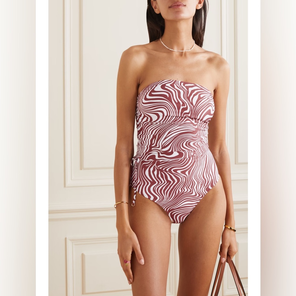 Faithfull the Brand Marae Strapless Printed Stretch-ECONYL® Swimsuit